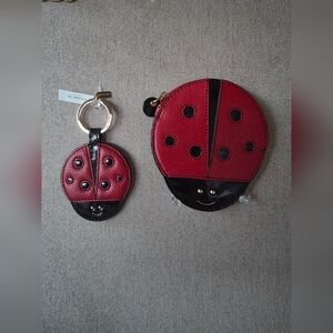 Coach Set Coach Ladybug Coin Purse F83330 & Ladybug  Keyring F63285